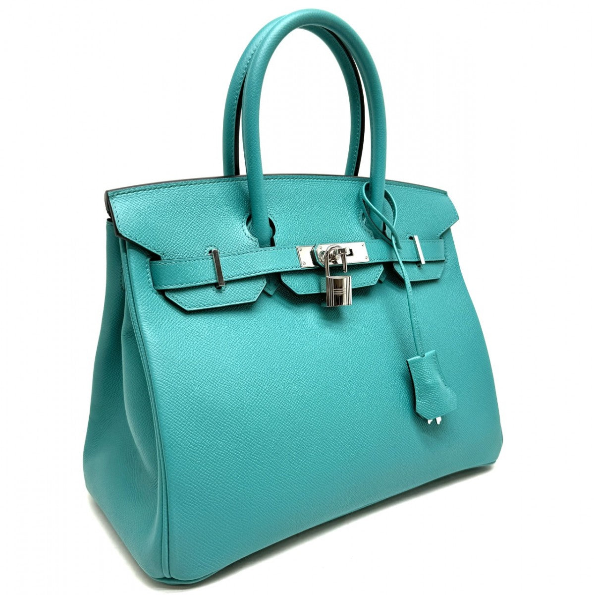 HERMES 헤르메스 Birkin 30 Birkin 30 가방 토트 백 엡슨 블루 파란색 블루 블루 그린 실버 메탈 피팅 Vaugh Epson