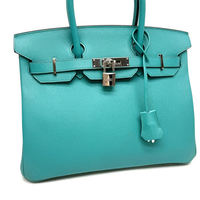 HERMES 헤르메스 Birkin 30 Birkin 30 가방 토트 백 엡슨 블루 파란색 블루 블루 그린 실버 메탈 피팅 Vaugh Epson