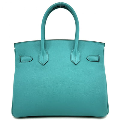 HERMES 爱马仕 Birkin 30 Birkin 30 袋子手提袋Epson Blue Paon蓝色绿色蓝色绿色银色金属配件Vaugh Epson