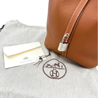 HERMES HERMES Picotin lock MM Picotin lock MM Picotin lock 22 Tote bag Toryon Clemence Gold Brown Silver Metal fittings