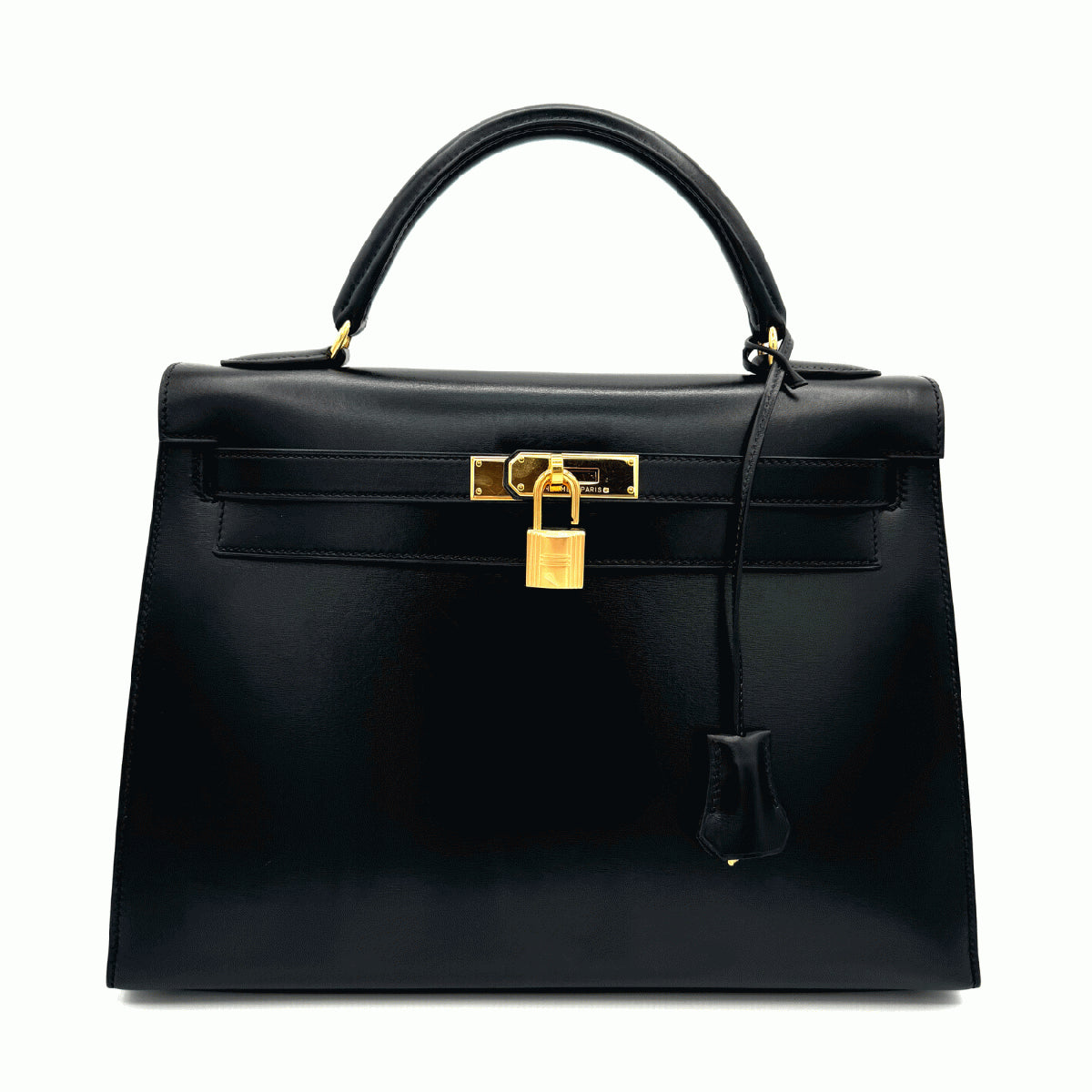 HERMES 헤르메스 Kelly 32 Kelly 32 가방, 토트 백, 상자 송아지, 느와르, 검은 색, 금 피팅