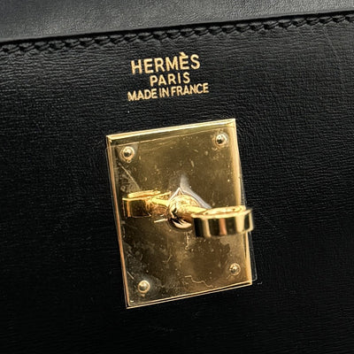 HERMES 爱马仕 Kelly 32 Kelly 32 包，手提袋，盒子小牛，黑色，黑色，金色配件