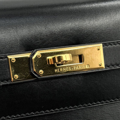 HERMES 헤르메스 Kelly 32 Kelly 32 가방, 토트 백, 상자 송아지, 느와르, 검은 색, 금 피팅