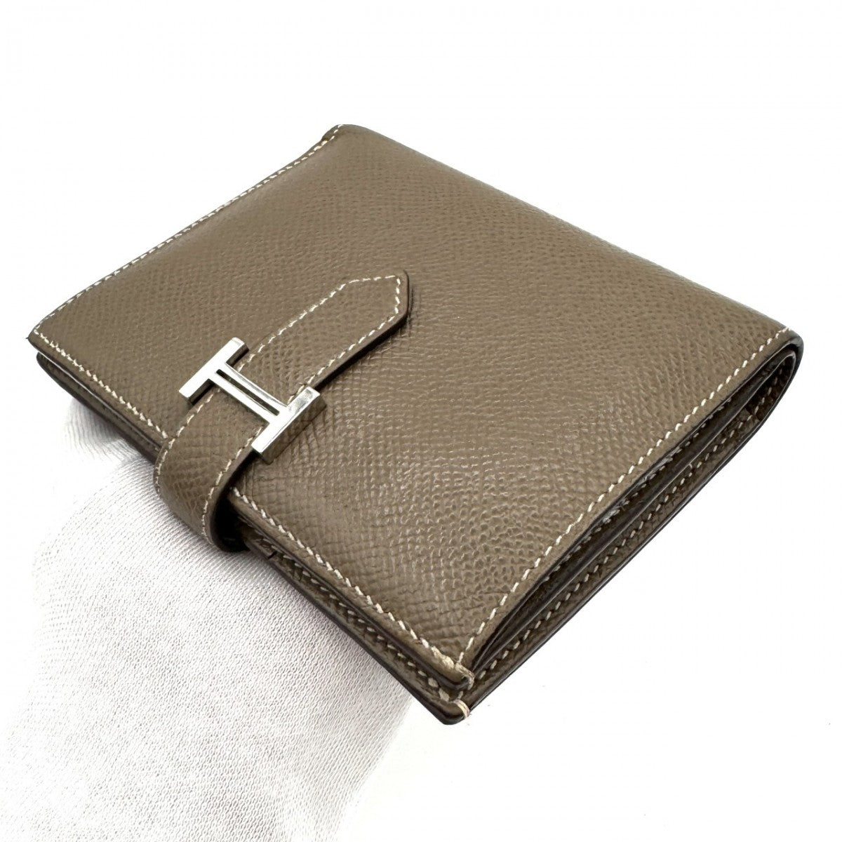 HERMES 爱马仕 Bearn compact Bearn compact 钱包，比福尔德钱包，迷你钱包，迷你钱包，爱普生，埃托普，灰色，银色配件，vo Epson