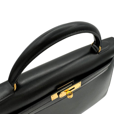 HERMES HERMES Kelly 32 Kelly 32 exterior stitch Bag, Tote Bag, Shoulder Bag, Box Calf, Noir, Black, Gold Fittings