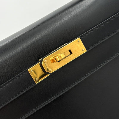 HERMES HERMES Kelly 32 Kelly 32 exterior stitch Bag, Tote Bag, Shoulder Bag, Box Calf, Noir, Black, Gold Fittings