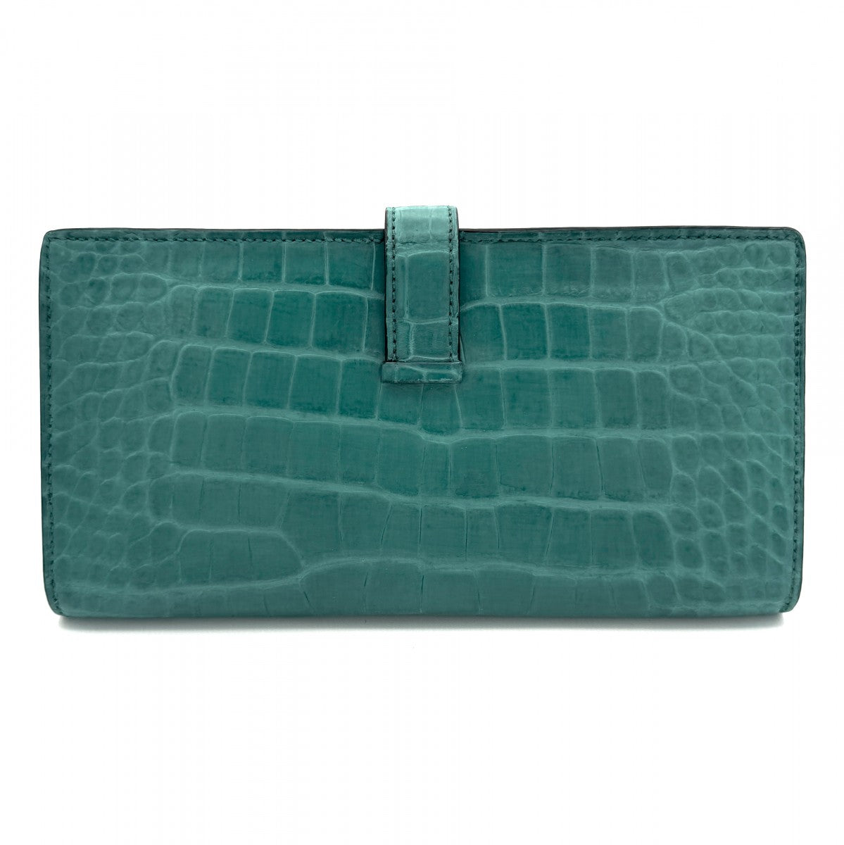 HERMES HERMES B?arn soufflet Bearn soufflet Wallet Long Wallet Long Wallet Alligator Mat Crocodile Blue Paon Green Blue Green Blue Silver Metal Fitting Exotic