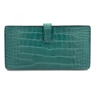 HERMES HERMES B?arn soufflet Bearn soufflet Wallet Long Wallet Long Wallet Alligator Mat Crocodile Blue Paon Green Blue Green Blue Silver Metal Fitting Exotic