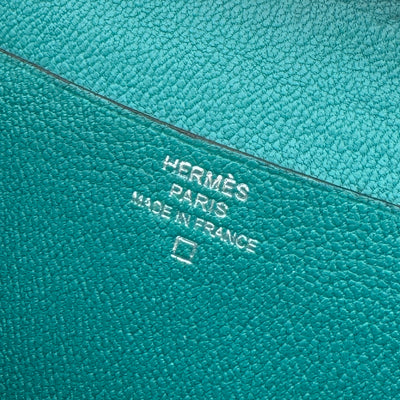 エルメス HERMES ベアンスフレ ベアン スフレ 財布 長財布 ロングウォレット アリゲーターマット クロコダイル ブルーパオン グリーン　ブルー 緑　青 シルバー金具 エキゾチック