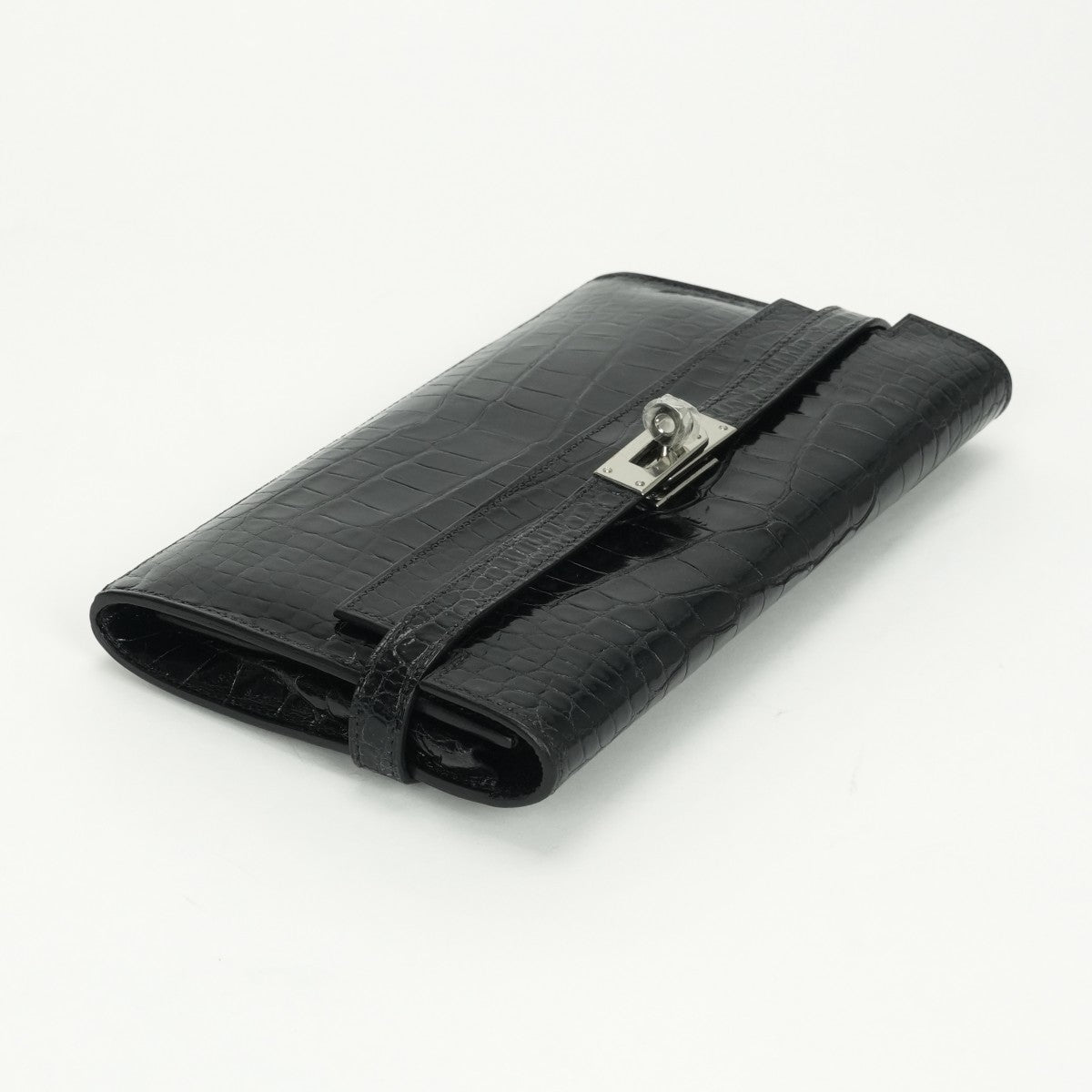 エルメス HERMES ケリーウォレット ケリーウォレットロング 財布 長財布 ロングウォレット アリゲーター クロコダイル ノワール Noir ブラック Black 黒 シルバー金具