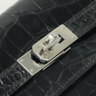 エルメス HERMES ケリーウォレット ケリーウォレットロング 財布 長財布 ロングウォレット アリゲーター クロコダイル ノワール Noir ブラック Black 黒 シルバー金具