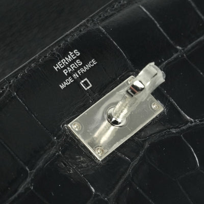 エルメス HERMES ケリーウォレット ケリーウォレットロング 財布 長財布 ロングウォレット アリゲーター クロコダイル ノワール Noir ブラック Black 黒 シルバー金具