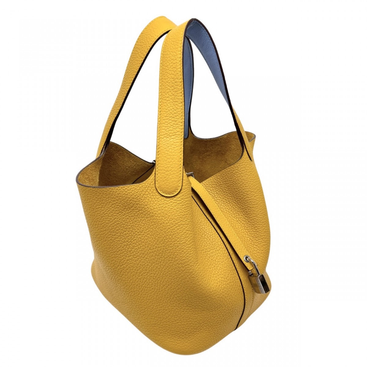 HERMES HERMES Picotin lock MM Picotin lock MM Picotin lock 22 Tote bag Torillon Clemence Jaune Amble Celeste Yellow Blue Yellow Silver Metal fittings