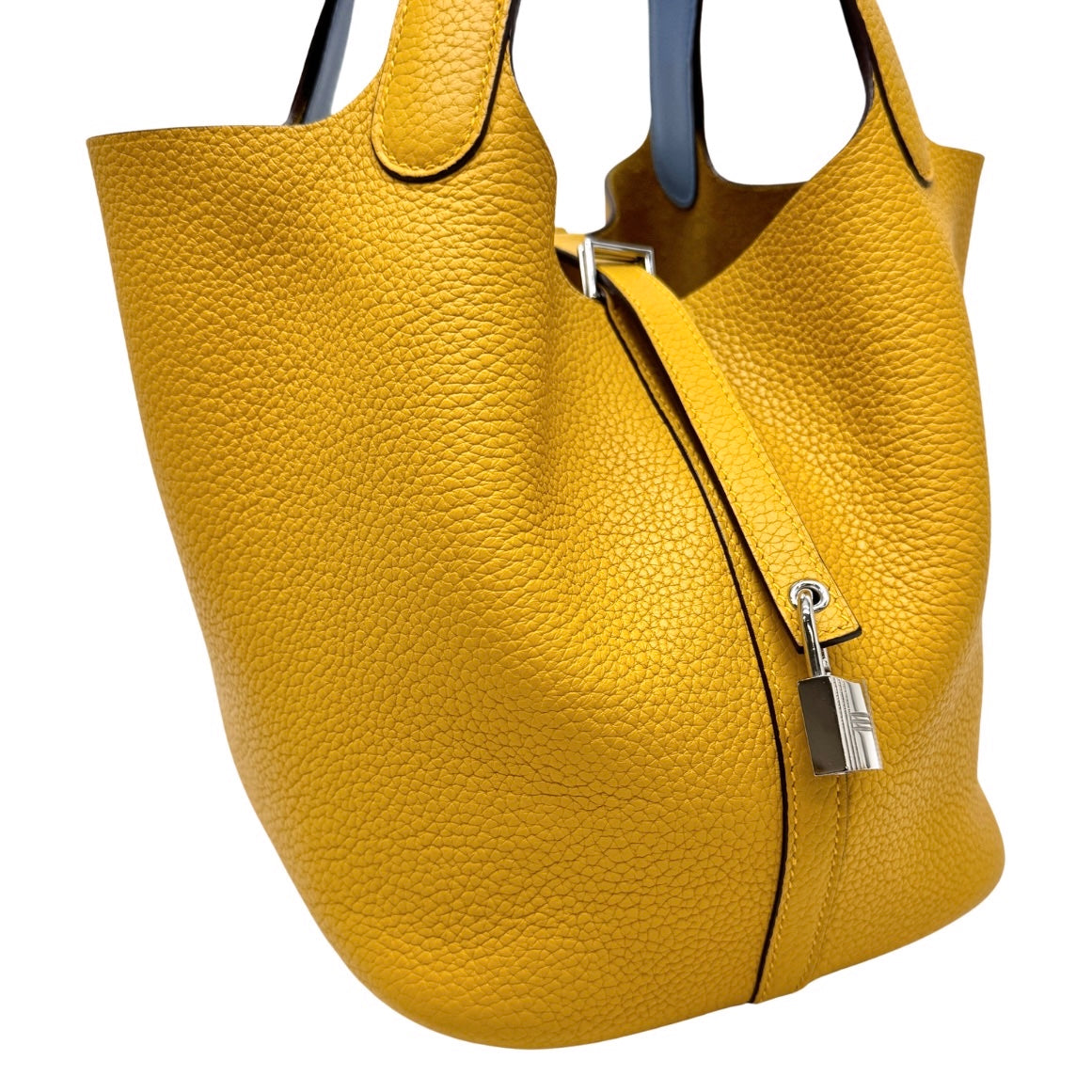 HERMES HERMES Picotin lock MM Picotin lock MM Picotin lock 22 Tote bag Torillon Clemence Jaune Amble Celeste Yellow Blue Yellow Silver Metal fittings