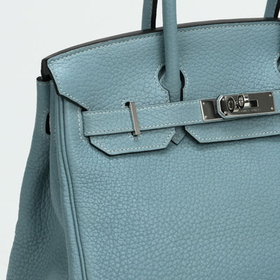 HERMES 헤르메스 Birkin 30 Birkin 30 가방, 토트 백, 피요르드, 시엘, 파란색, 밝은 파란색, 실버 피팅