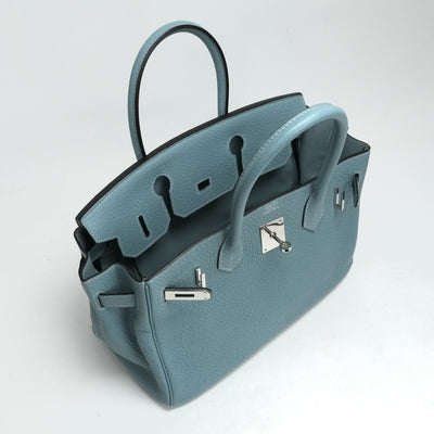 HERMES HERMES Birkin 30 Birkin 30 Bag, Tote Bag, Fjord, Ciel, Blue, Light Blue, Silver Fittings