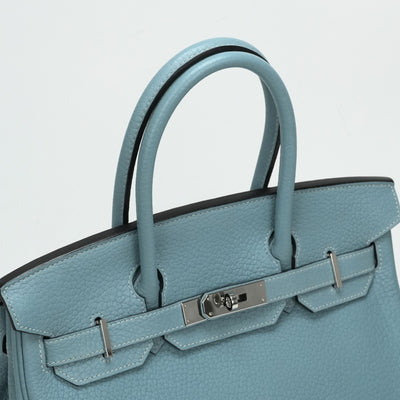 HERMES 헤르메스 Birkin 30 Birkin 30 가방, 토트 백, 피요르드, 시엘, 파란색, 밝은 파란색, 실버 피팅