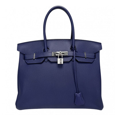 HERMES 헤르메스 Birkin 35 Birkin 35 가방, 토트 백, 토고, 블루 발목, 블루, 실버 피팅, 핸드백