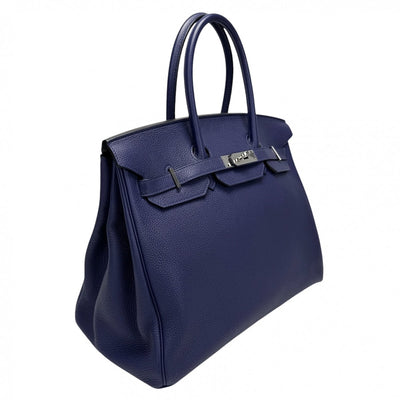 HERMES 헤르메스 Birkin 35 Birkin 35 가방, 토트 백, 토고, 블루 발목, 블루, 실버 피팅, 핸드백