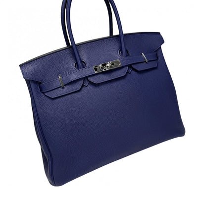 HERMES 헤르메스 Birkin 35 Birkin 35 가방, 토트 백, 토고, 블루 발목, 블루, 실버 피팅, 핸드백