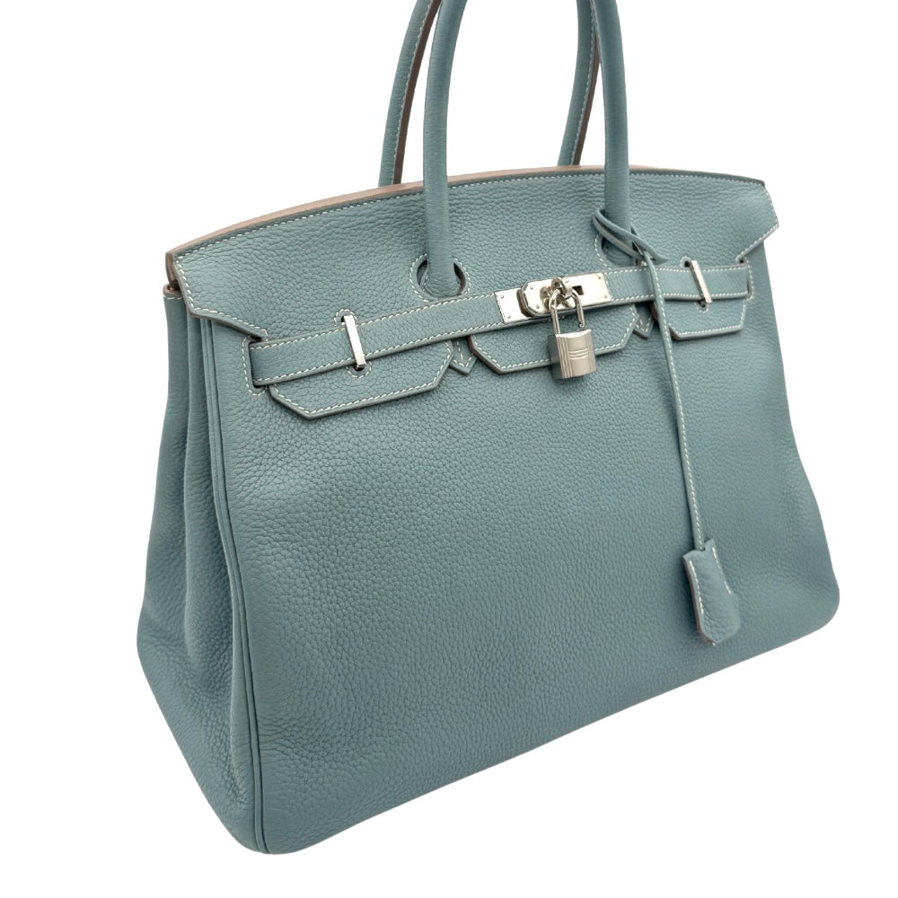 HERMES 헤르메스 Birkin 35 Birkin 35 토트 백 토고 시엘 블루 베이지 블루 실버 메탈 피팅