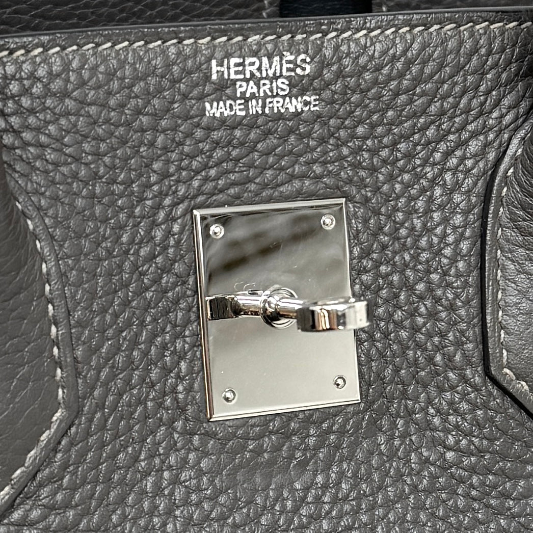 HERMES 헤르메스 Birkin 35 Birkin 35 가방 토트 백 토고 GRAFF회색 실버 금속 피팅에 맞습니다