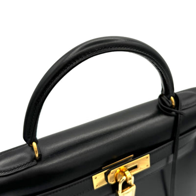 HERMES HERMES Kelly 28 Kelly 28 Bag, Tote Bag, Shoulder Bag, Box Calf, Noir, Black, Gold Fittings