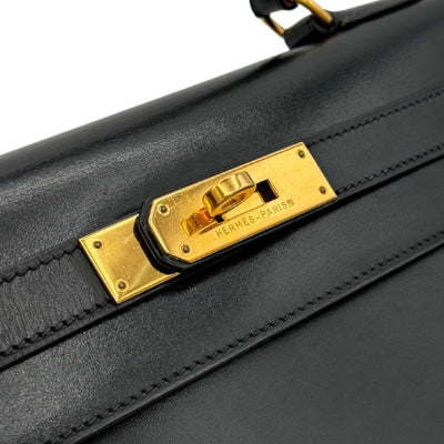 HERMES HERMES Kelly 28 Kelly 28 Bag, Tote Bag, Shoulder Bag, Box Calf, Noir, Black, Gold Fittings