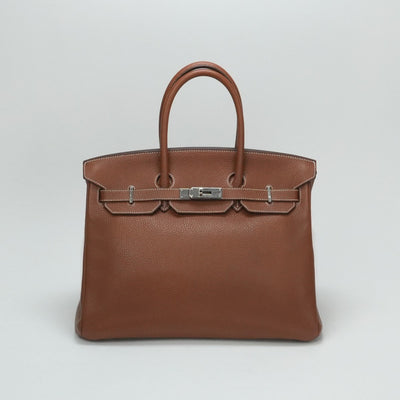 HERMES 爱马仕 Birkin 35 Birkin 35 包，手提袋，多哥，金，棕色，棕色，银色硬件