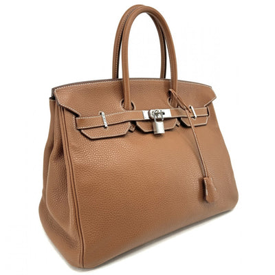 HERMES 헤르메스 Birkin 35 Birkin 35 가방, 토트 백, 토고, 금, 갈색, 갈색, 실버 하드웨어