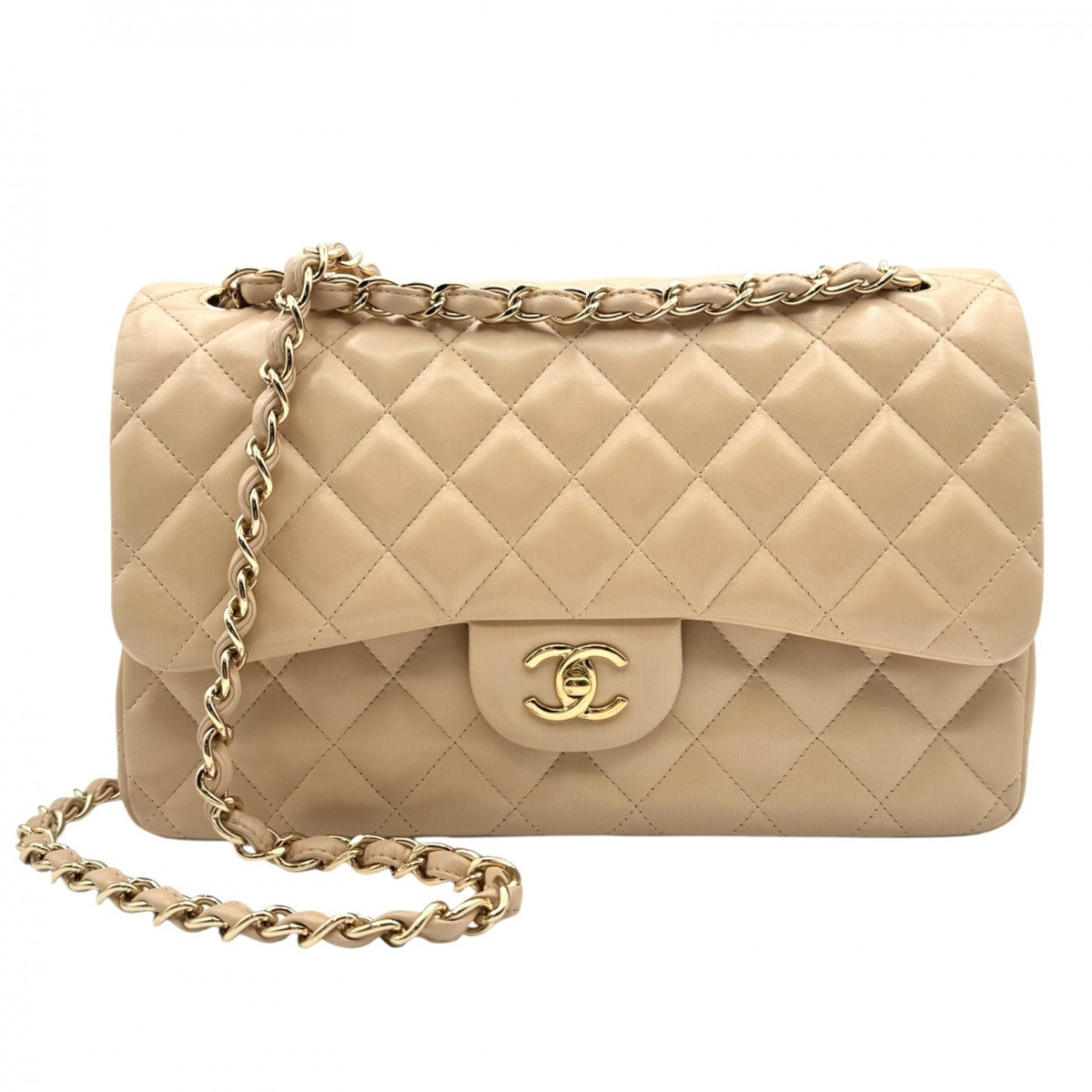 CHANEL CHANEL Matelass? Matelasse 30 BigMatelass? Big mato bag Shoulder bag Lambskin Beige Gold hardware Chain shoulder bag Coco mark Turn lock