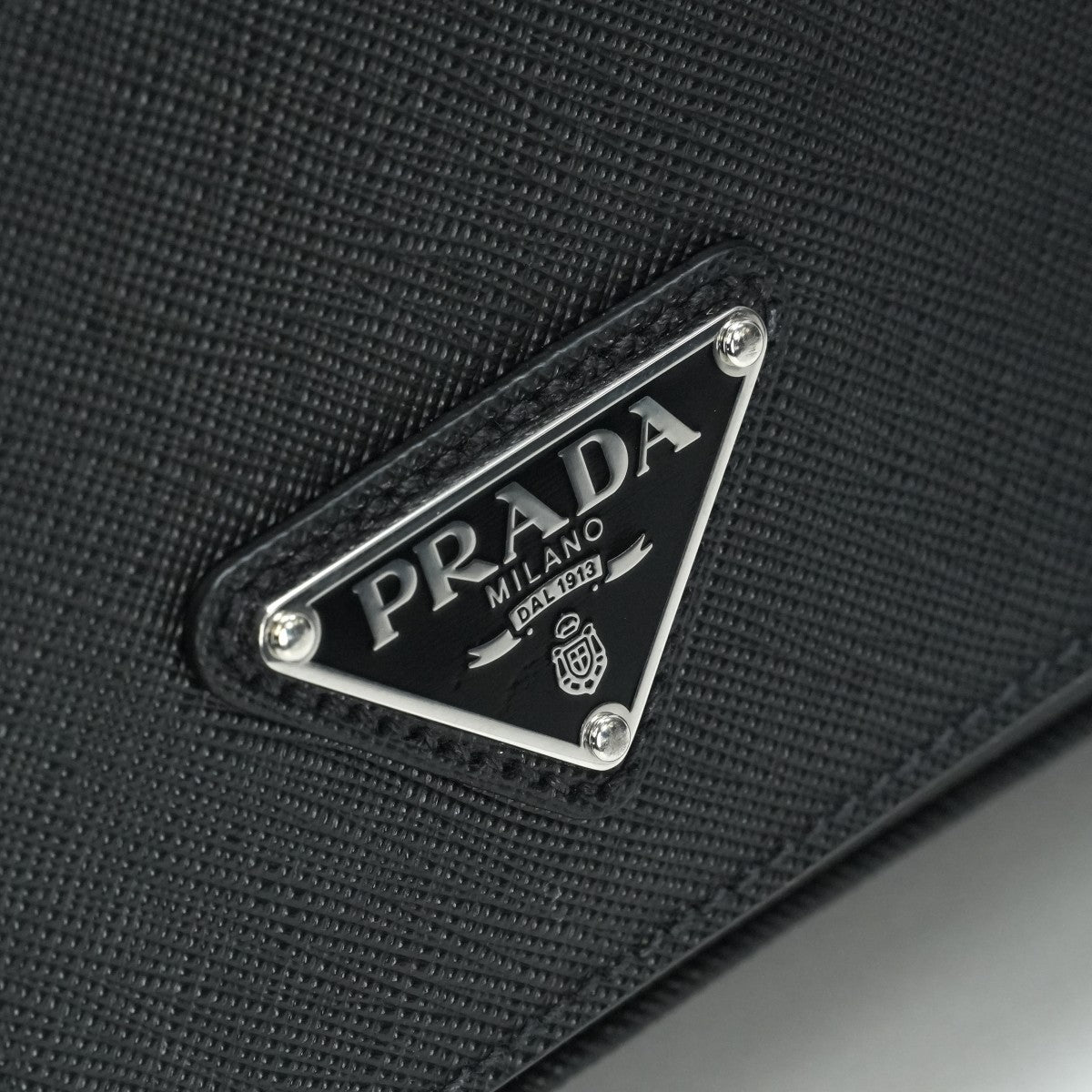 PRADA Prada Saffiano 백 토트 백 가죽 검은 실버 하드웨어