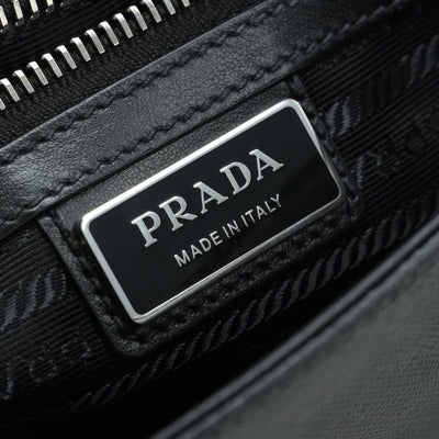 PRADA Prada Saffiano 백 토트 백 가죽 검은 실버 하드웨어