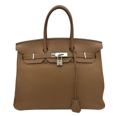 HERMES 헤르메스 Birkin 35 Birkin 35 가방, 토트 백, 토고, 아잔, 갈색, 갈색, 은색 피팅