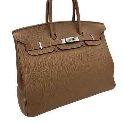 HERMES 헤르메스 Birkin 35 Birkin 35 가방, 토트 백, 토고, 아잔, 갈색, 갈색, 은색 피팅