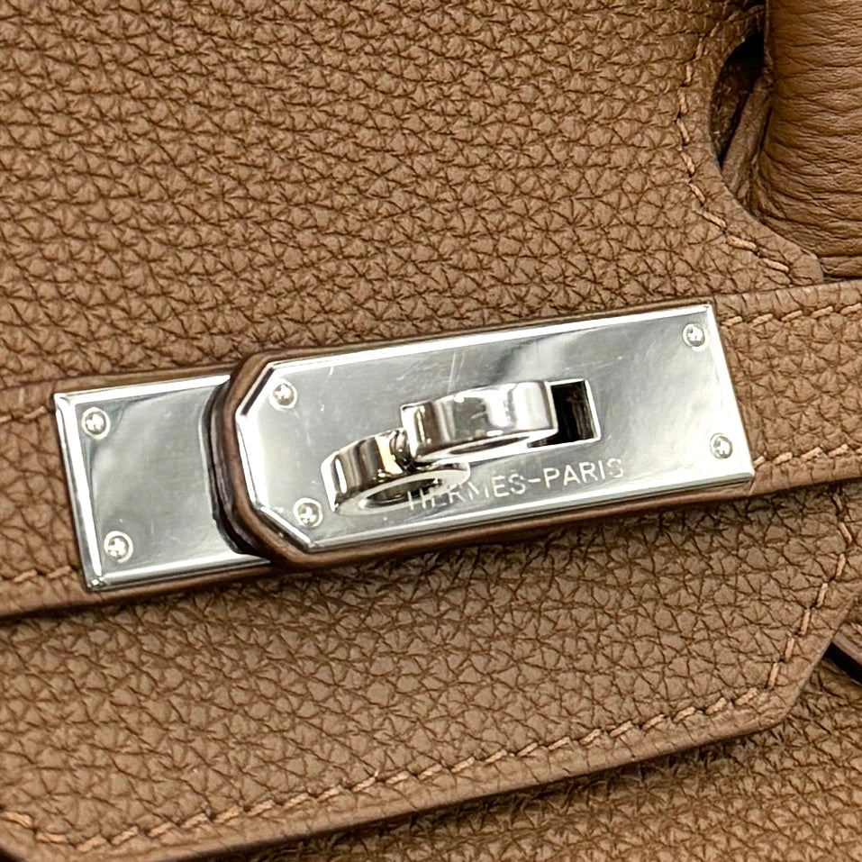 HERMES 헤르메스 Birkin 35 Birkin 35 가방, 토트 백, 토고, 아잔, 갈색, 갈색, 은색 피팅