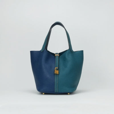 エルメス HERMES ピコタンロックMM カザック ピコタンロック MM ピコタンロック22 バッグ トートバッグ トリヨンクレマンス ディープブルー ヴェールボスフォール ブルー グリーン 青 緑 ゴールド金具