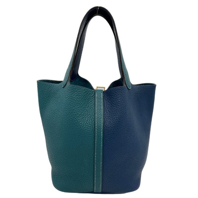 HERMES HERMES Picotin lock MM kazak Picotin lock MM Picotin lock 22 Tote bag Toryon Clemence Deep Blue Veil Bosfall Blue Green Blue Green Gold hardware