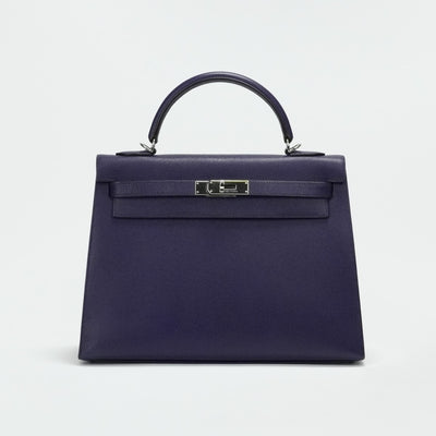 HERMES 헤르메스 Kelly 32 Kelly 32 가방, 토트 백, 숄더백, 엡슨, 울트라 바이올렛, 보라색, 보라색, 은색 피팅, Vaugh Epson