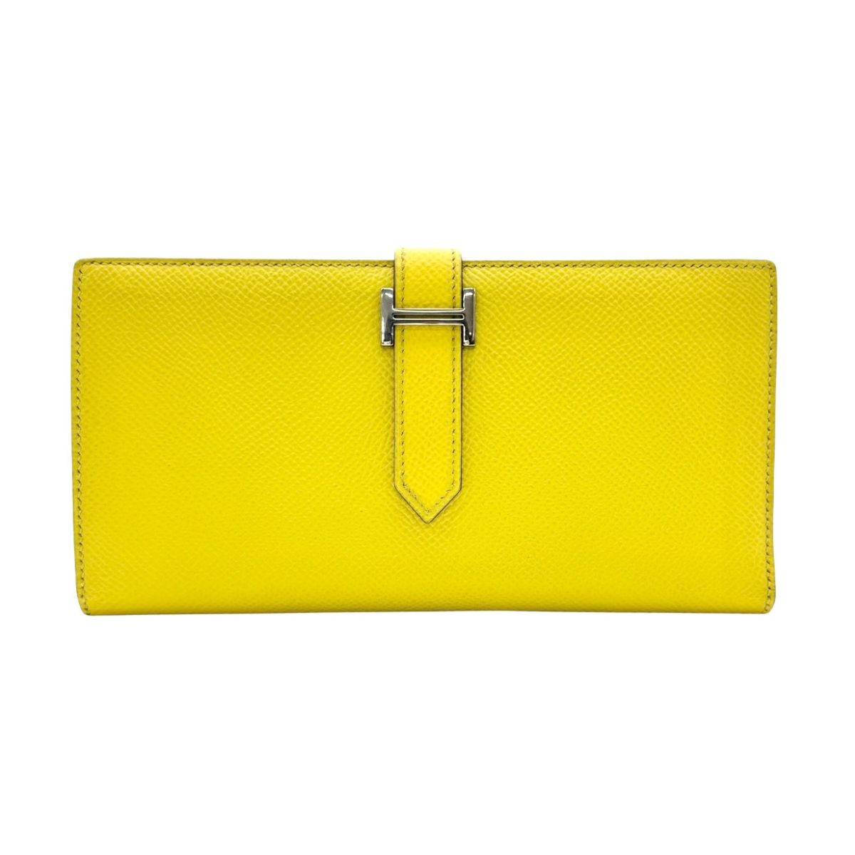 HERMES HERMES B?arn soufflet Bearn soufflet Wallet Long Wallet Epson Jaune Naples Mauve Silvestle Yellow Pink Yellow Silver Metal Fittings Vau Epson