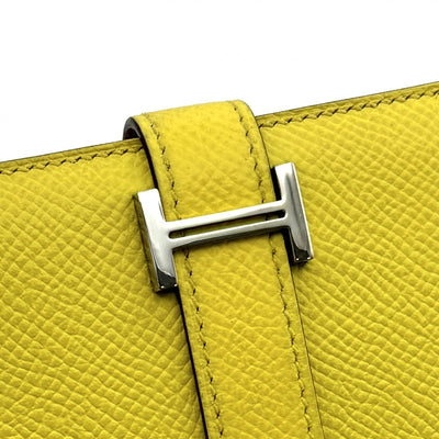 HERMES HERMES B?arn soufflet Bearn soufflet Wallet Long Wallet Epson Jaune Naples Mauve Silvestle Yellow Pink Yellow Silver Metal Fittings Vau Epson