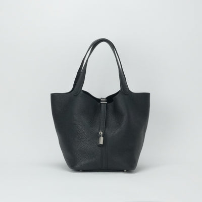 HERMES 爱马仕 Picotin lock MM Picotin lock MM Picotin lock 22 手提袋Toryon Clemence Noir黑色银色金属配件