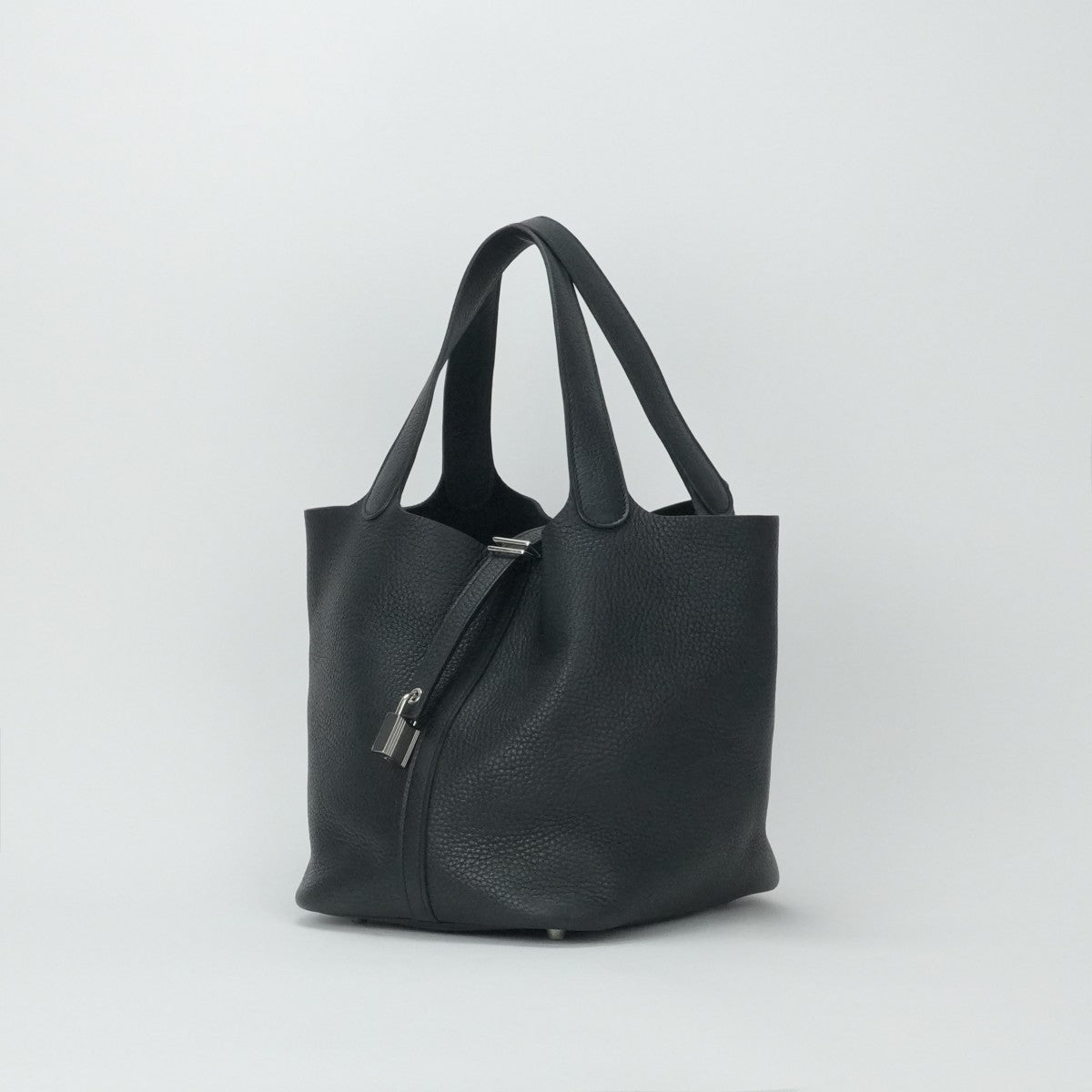 HERMES 爱马仕 Picotin lock MM Picotin lock MM Picotin lock 22 手提袋Toryon Clemence Noir黑色银色金属配件