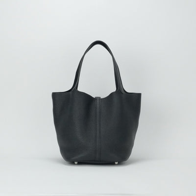 HERMES 爱马仕 Picotin lock MM Picotin lock MM Picotin lock 22 手提袋Toryon Clemence Noir黑色银色金属配件