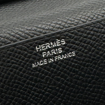 HERMES HERMES B?arn soufflet Bearn soufflet Wallet Long Wallet Epson Noir Black Silver Metal Fittings Vaugh Epson