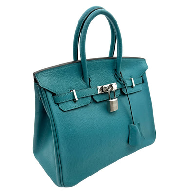 HERMES 헤르메스 Birkin 25 Birkin 25 chevre mysore 가방, 토트 백, 쉐브르, 청록색, 파란색, 은색 피팅