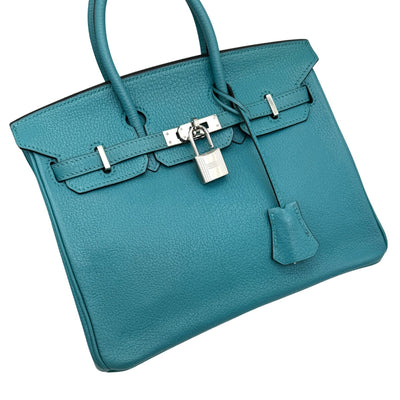 HERMES HERMES Birkin 25 Birkin 25 chevre mysore Bag, Tote Bag, Chevre, Turquoise, Blue, Silver Fittings