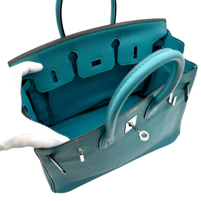 HERMES HERMES Birkin 25 Birkin 25 chevre mysore Bag, Tote Bag, Chevre, Turquoise, Blue, Silver Fittings