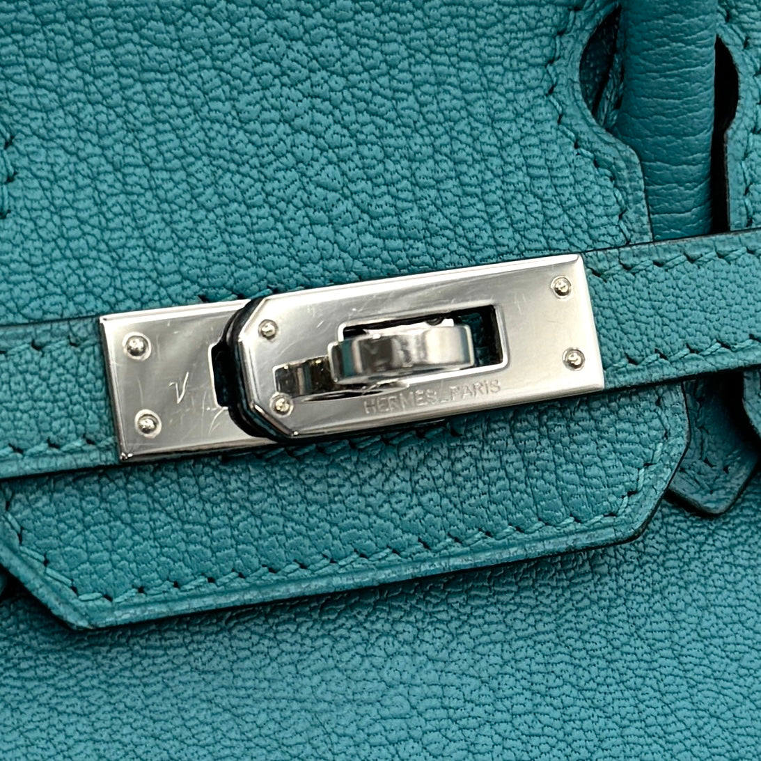 HERMES HERMES Birkin 25 Birkin 25 chevre mysore Bag, Tote Bag, Chevre, Turquoise, Blue, Silver Fittings