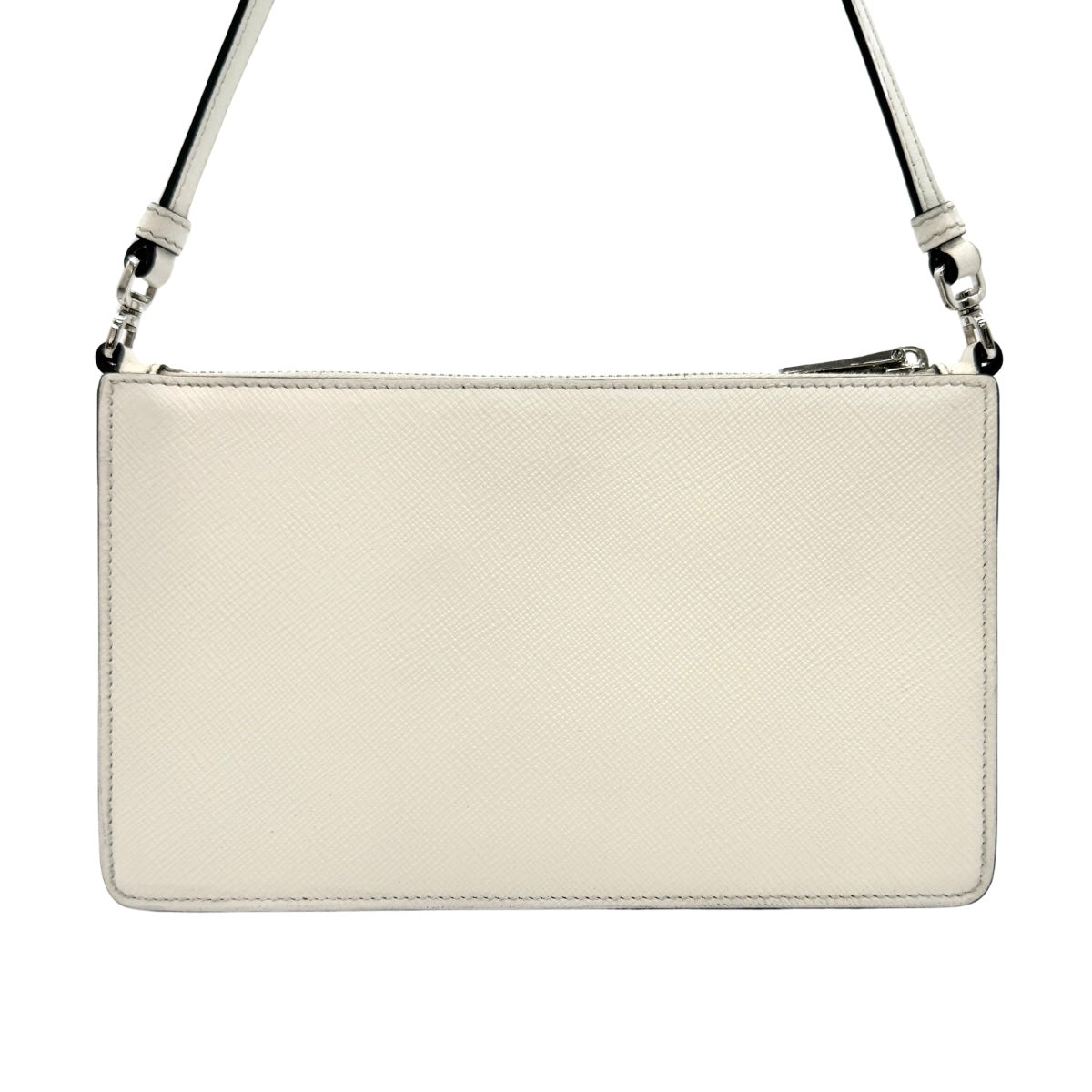 PRADA PRADA Saffiano lux Triangle logo Saffianorax bag Shoulder bag Saffiano leather White BIANCO Silver hardware Handbag